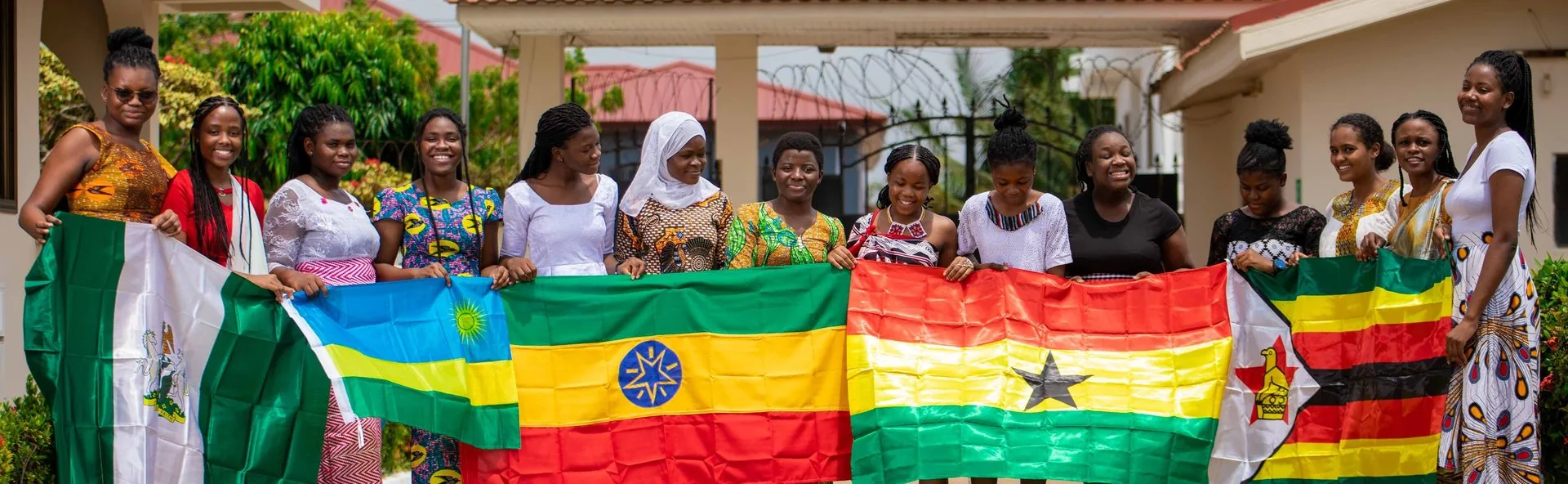 ASA students with their country flags