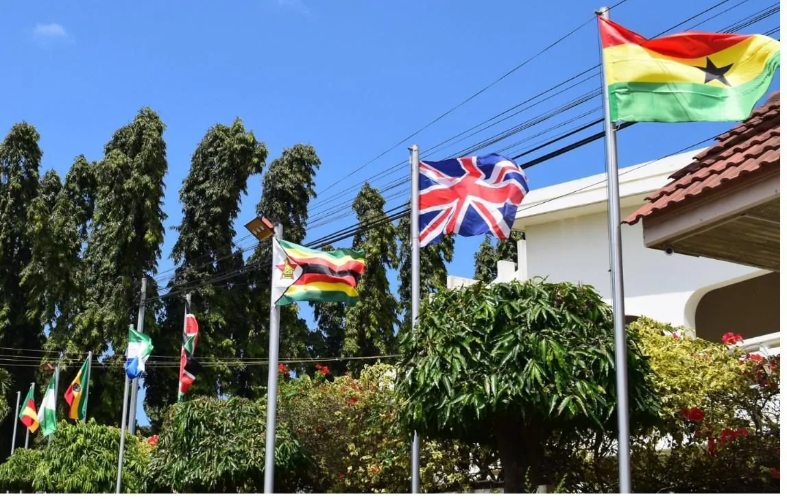 ASA campus with international flags out front